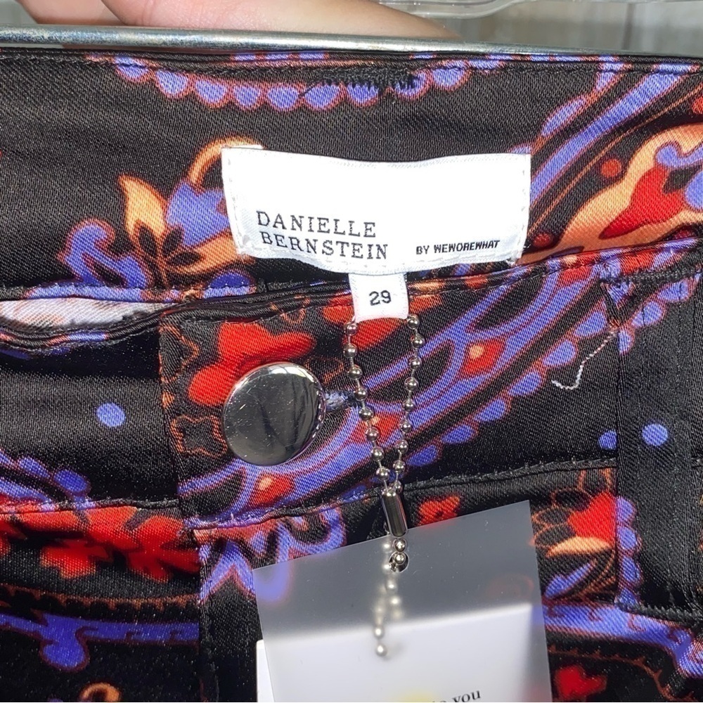 NWT WeWoreWhat Paisley Flare Pants Purple Black High Rise Ankle Size 29 - Picture 8 of 10